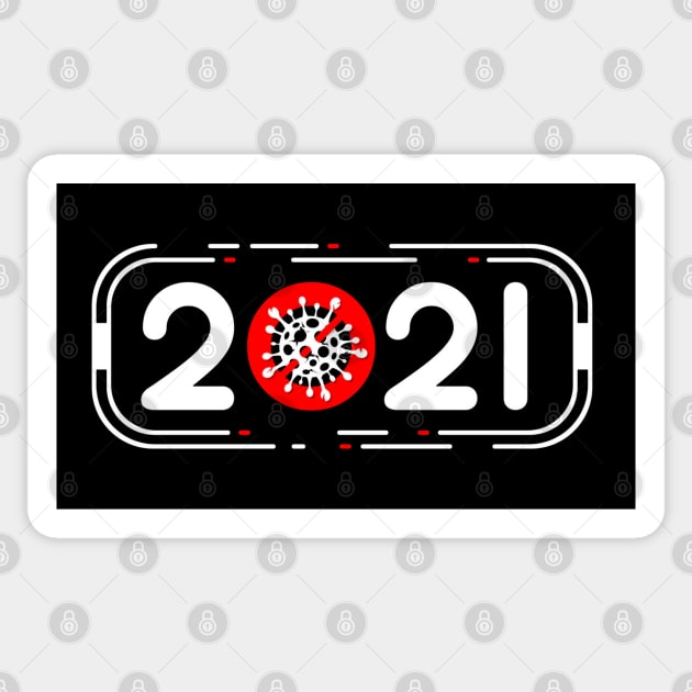 Vaccinated 2021 Black and White Text Based Design Sticker by PsychoDynamics